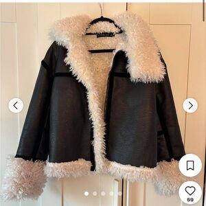 faux fur aviator jacket NEW L